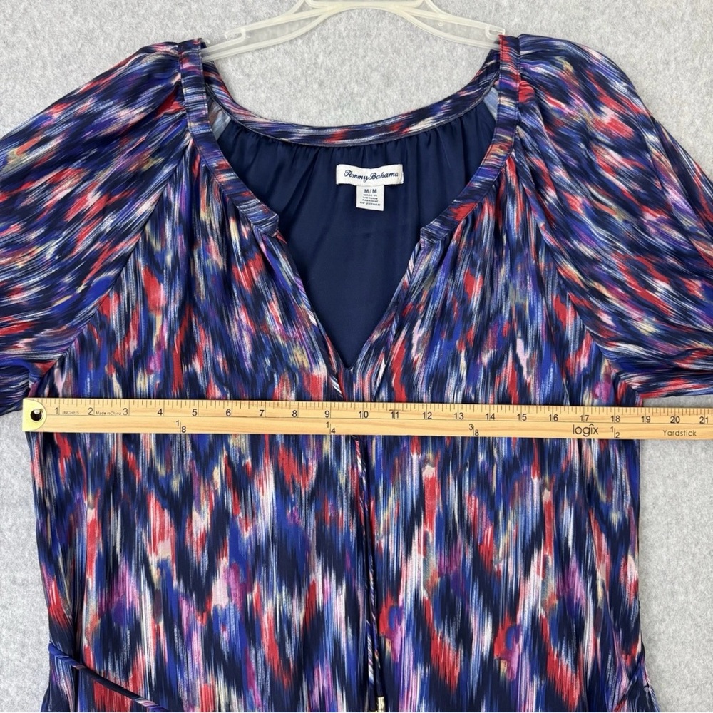 Tommy Bahama Long Sleeve Midi Dress Womens Size Medium Blue Purple Resort Boho - Picture 13 of 15